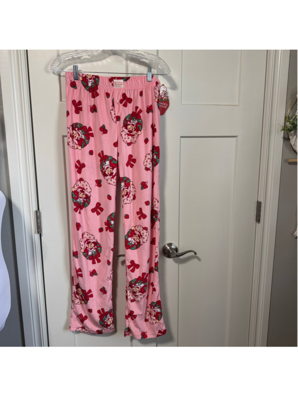 Women's Strawberry Shortcake Pajama Pants XS Pink Red